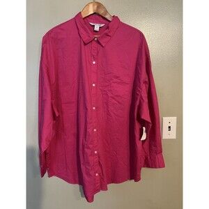 Old Navy Womens Pink 100% Cotton Boyfriend Fit Shirt XL NWT